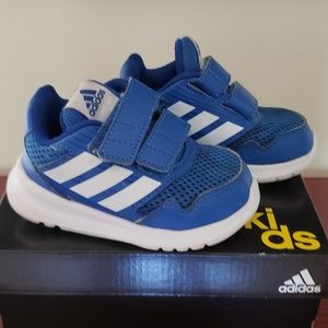 Blue adidas toddler running shoes